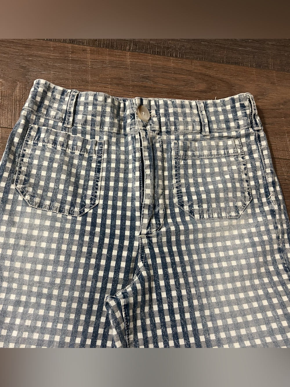 Women’s Pilcro Blue Checked “the Skipper” Wide-Leg Jeans - Picture 3 of 9